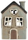 Teelichthalter Haus mit Herz, Keramik, H 15 cm